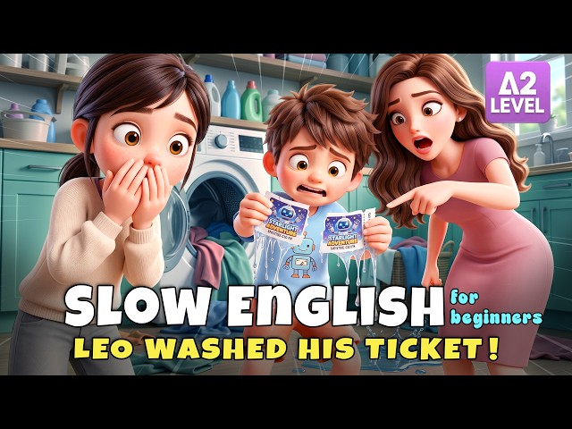 Leo Washed His Ticket... He Forgot to Check His Pockets! | Slow English Listening (A2 Level)