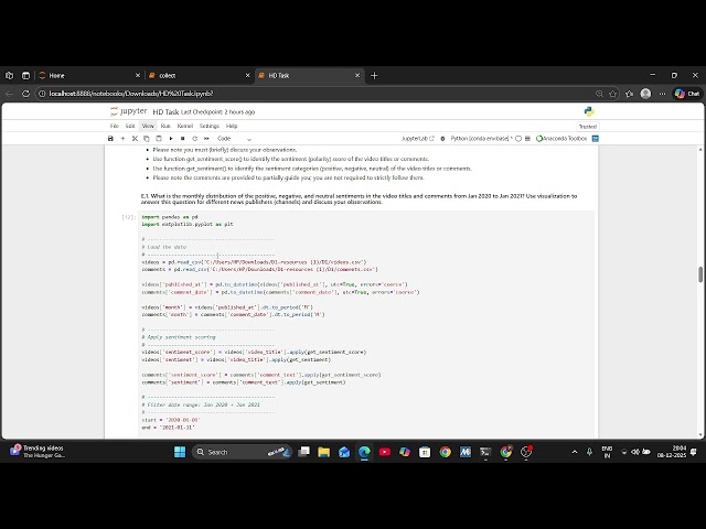 (SIT 112 HD) Analyzing YouTube Videos & Comments with Python | Sentiment Analysis + Visualization
