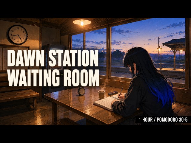 Lofi Study Beats 🚉 1 Hour Pomodoro Timer — Dawn Station Waiting Room