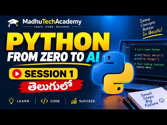 🐍 Python Tutorial in Telugu | Python Course for Beginners | From Zero to AI 🚀| Session 1