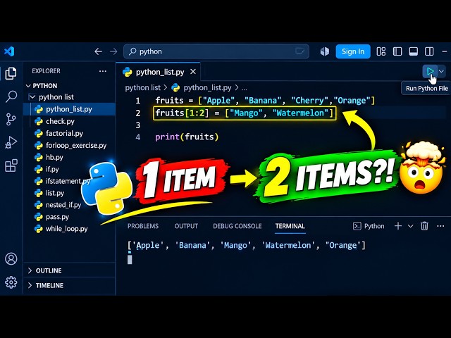 How Is This Even Possible?! 😱 Replace 1 Python List Item with 2! 🐍