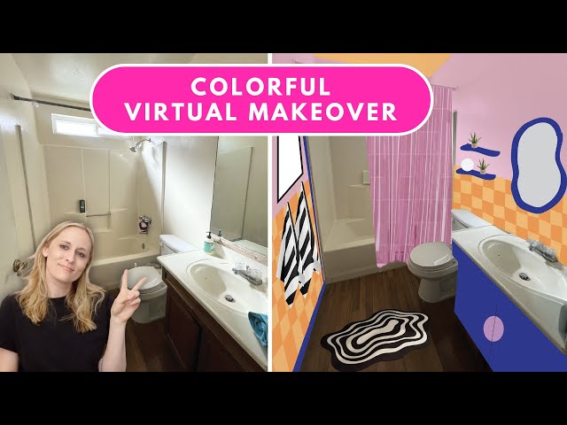 Designing a Colorful 80s Post Modern Bathroom | Renter-Friendly Makeover