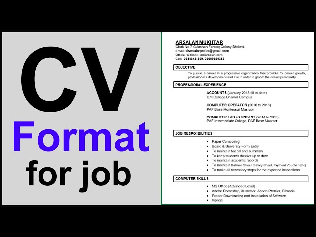 Free Download CV Format for Job | Simple CV Format in Word