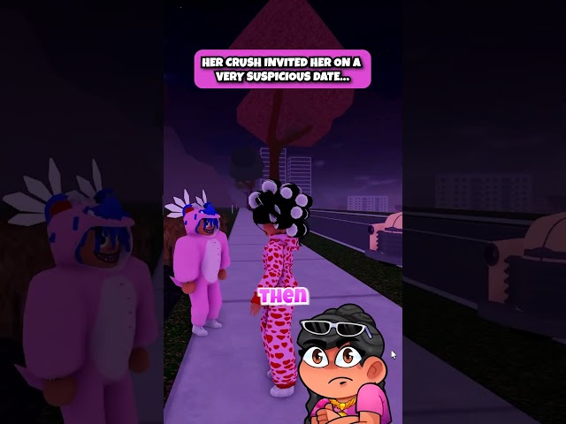 HER CRUSH INVITED HER on a VERY SUSPICIOUS DATE... 😈 #roblox #shorts