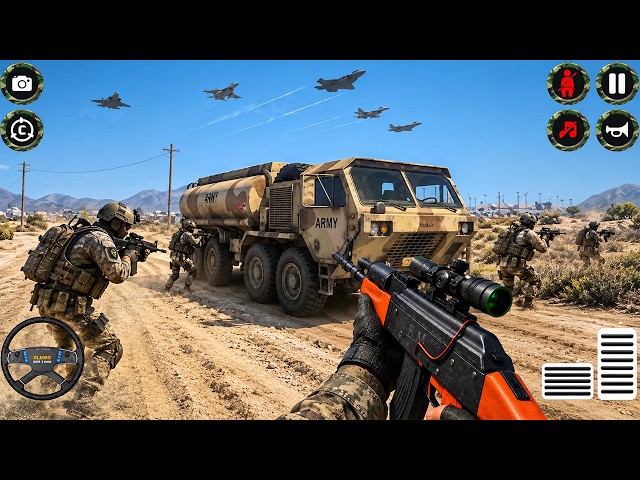 US Army Military Cargo Truck Simulator Driving - #GunGame #BandukWalaGame - GamePlay