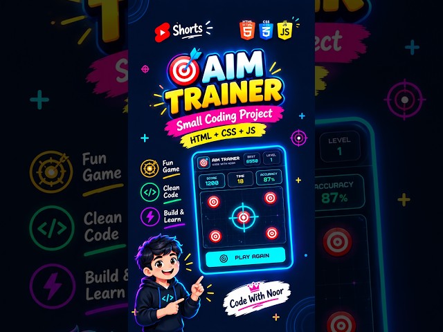 Build a 🎯 Aim Trainer Game using HTML, CSS & JavaScript! 🚀 #coding #shorts #trending  #shorts #trend