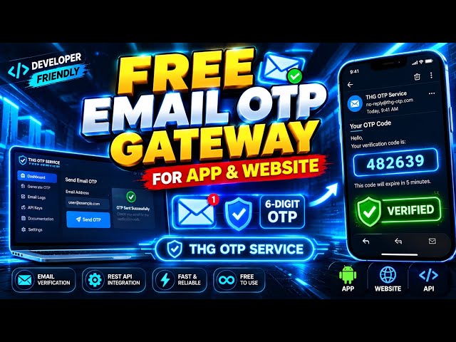 🔥 FREE Email OTP Gateway for App & Website | 6-Digit OTP API | Free Email Verification