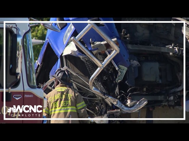 Overturned tractor-trailer blocks traffic on I-85 during Friday afternoon rush hour