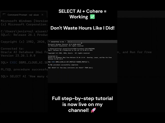 I Finally Got Oracle SELECT AI Working on Oracle Database 26ai! 🚀 #oracledatabase #oracleai #ai