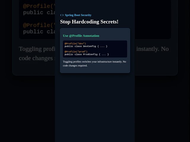 Stop Hardcoding! Spring Boot Profiles Explained #Shorts