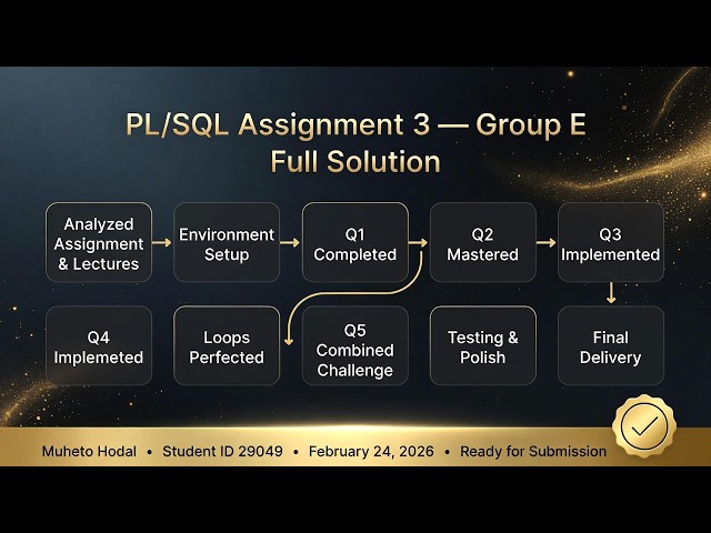 How I Scored 100/100 on PL/SQL Assignment 3 | Full Walkthrough + Code