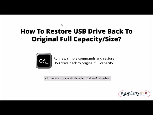 How To Restore USB Drive Back To Original Full Capacity/Size