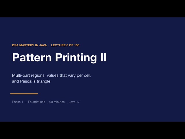 Java Pattern Printing: Pascal’s Triangle & Number Patterns | DSA Course #06