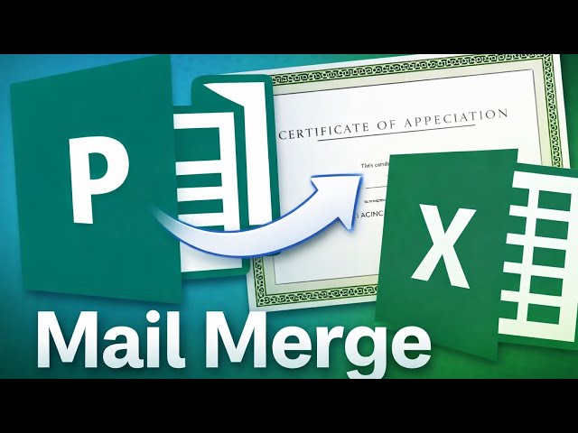 How to Mail Merge Certificate Names from Excel in Microsoft Publisher | Mail Merge Tutorial