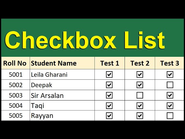 How to Create a Checkbox List in Excel