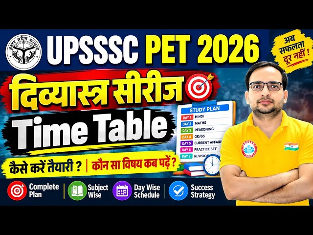 UPSSSC PET 2026 Divyastra Series Time Table | What to study and when? | PET 2026 Exam Strategy by...