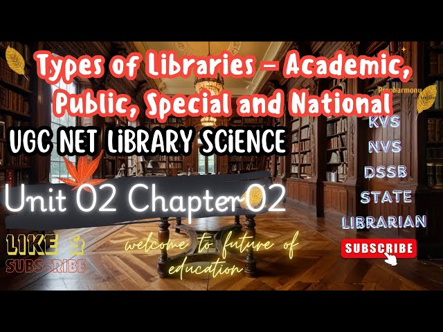UGC NET Library and Information Science Unit 02 Chapter 02: Types of Libraries – Academic, Public...
