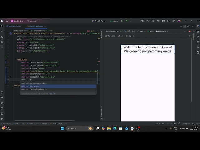 Kotlin TextView Tutorial in Android Studio   Beginners Guide Hindi   Programming Keeda