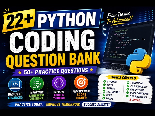 🔥 Python Practice Question Bank | 22+ Python Coding Questions