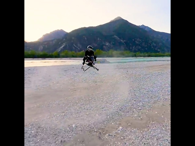 Flying real Hoverbike solo above deserted alien worlds #flyingmotorcycle #hollywood