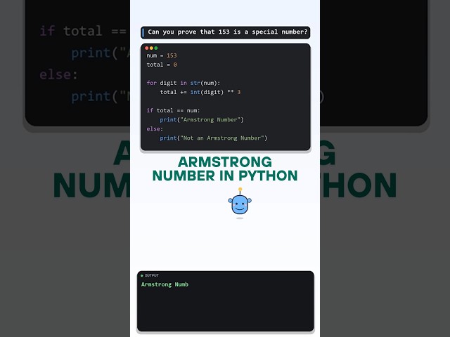 Armstrong Number in Python 🐍  Python For Loop #Shorts