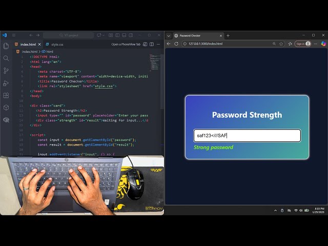 ASMR Program - Password Strength Checker using HTML, CSS & JS  (No Talking)