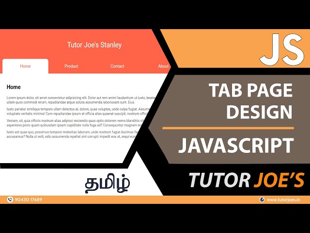 Tab Page Design using JavaScript in Tamil | Tutor Joes