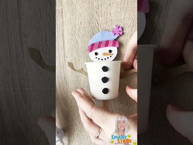 Wobble-Head Snowman That Pops Out of a Cup ⛄ #wintercrafts #kidscrafts