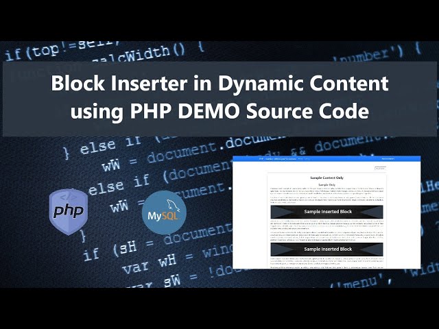 Block Inserter for Dynamic Content in PHP Source Code DEMO