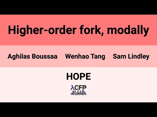 [HOPE'26] Higher-order fork, modally
