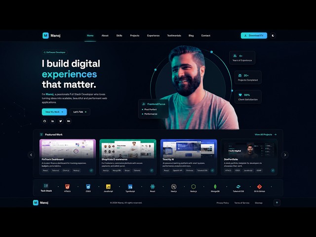 How To Make A Portfolio Website Using HTML CSS JS | Complete Responsive Website Design