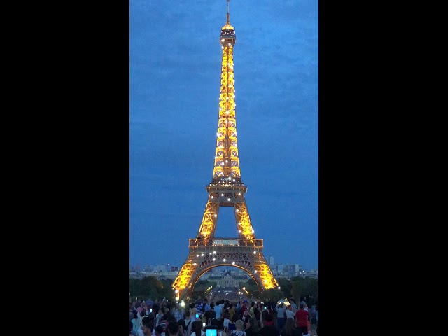 Eiffel Tower lights at night