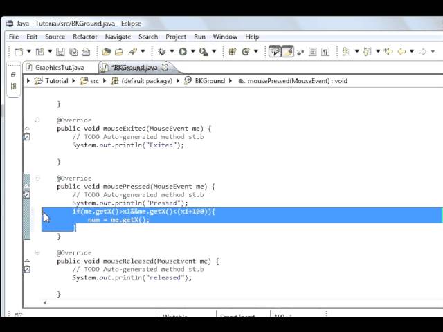 Java programming part 103 Graphics : Java Animation 6 MouseListener 2
