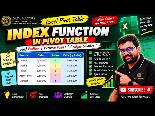 Excel PivotTable INDEX Function Explained 🔥 | Show Values As Index | PivotTable Tricks #pivot