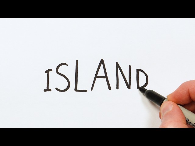How to Draw an Island from the Word 🏝️ Super Easy Step-by-Step Tutorial!
