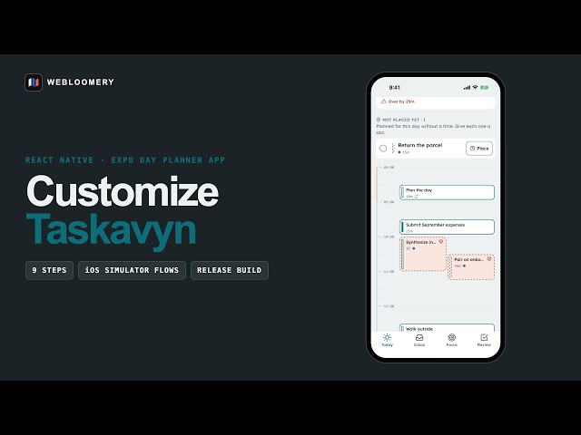 Taskavyn Tutorial — Customize a React Native & Expo Day Planner App | Webloomery