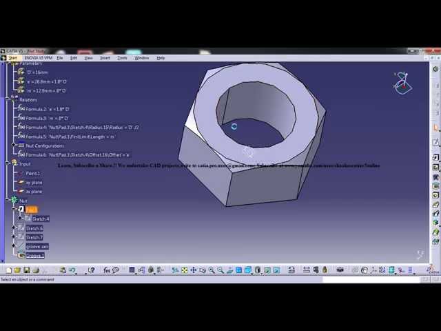 Catia V5 Catalog_WB|M12 Nut,Design table,Parametric Modeling,Power Copy