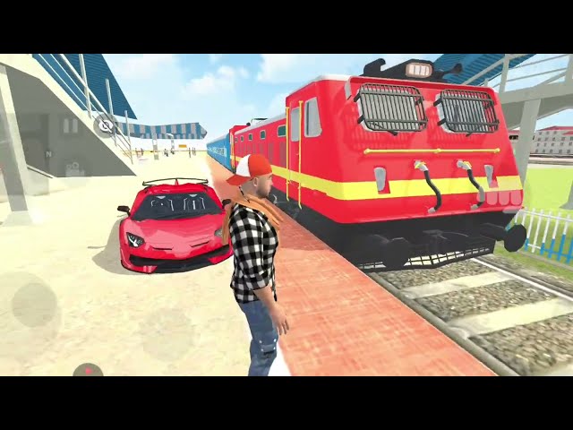 Super car vs train game Indian bike game #games #gaming #train #indianbikedriving3d 