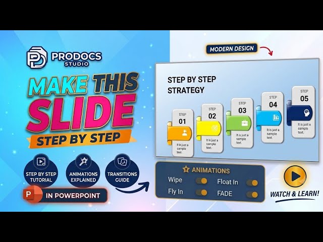 Easy | PowerPoint Animated 5-Step Strategy Slide Design Tutorial 🤓