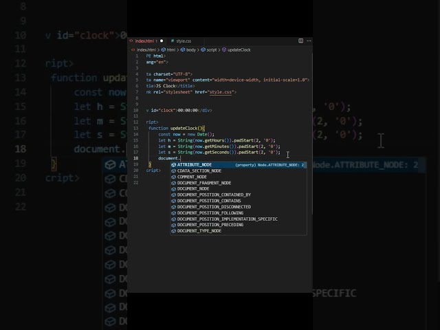 Digital Clock in 30s ⏰ | JavaScript Short