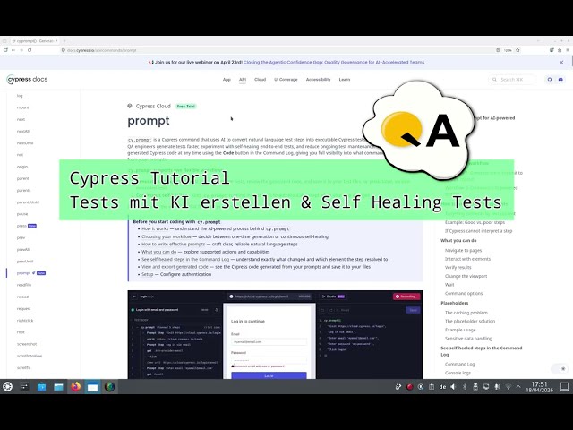 Cypress E2E Automation Tests mit AI | Self Healing Tests & Prompts – Anfänger [Deutsch]