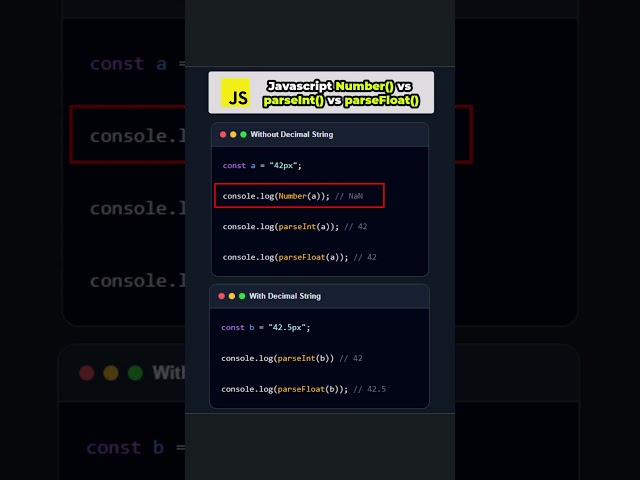 Number() vs parseInt() vs parseFloat() 🤯 JavaScript Explained