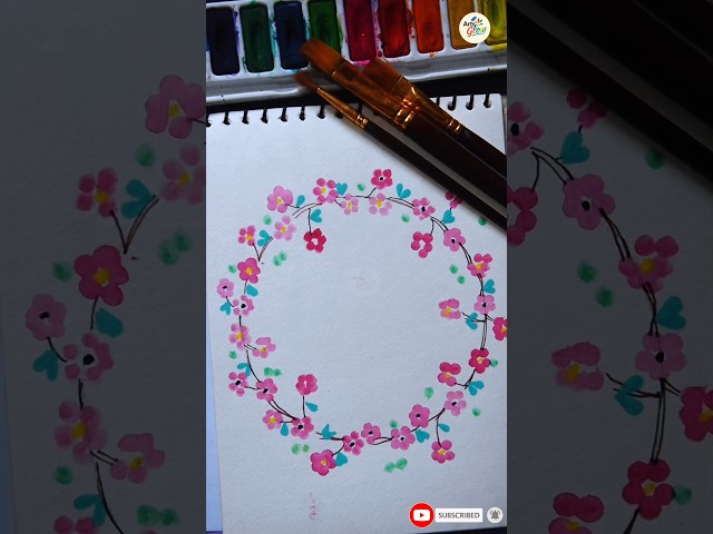 Beautiful Flower Wreath Painting 🎨 | Easy & Satisfying Art #Shorts