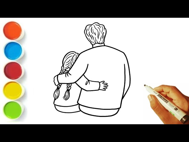 Father and daughter ❤️ drawing very easy painting and colouring