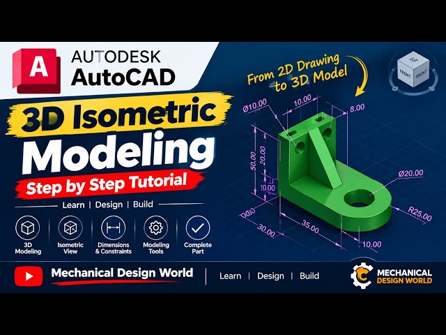 AutoCAD 3D Isometric Modeling Tutorial  Step by Step for Beginners