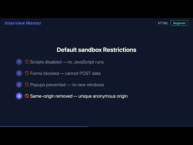 What does the sandbox attribute do on an iframe?