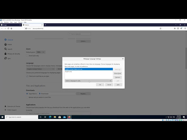 Change browser language in Mozilla Firefox on Windows