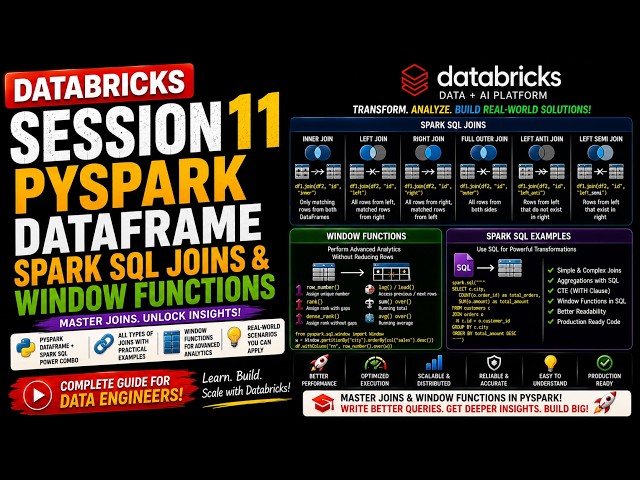 🔥 Databricks Session 11 : PySpark DataFrame + Spark SQL Joins & Window Functions
