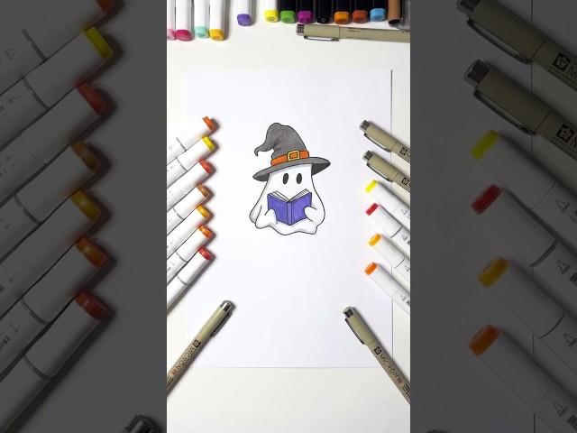 👻🌙 Create Tiny Ghost Art 🕸️💜 Spooky Halloween Guide 🎬 #shorts #drawing #RavlykArt