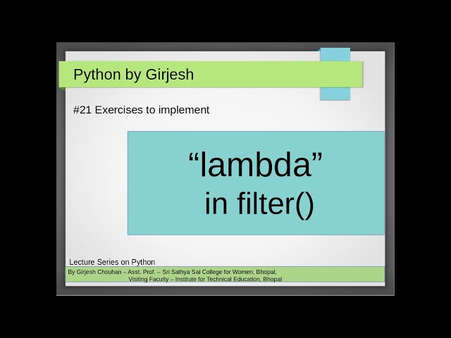 Q.76 to Q.80 Python -  Lambda Expressions in filter function | Solved Python Practice Exercises